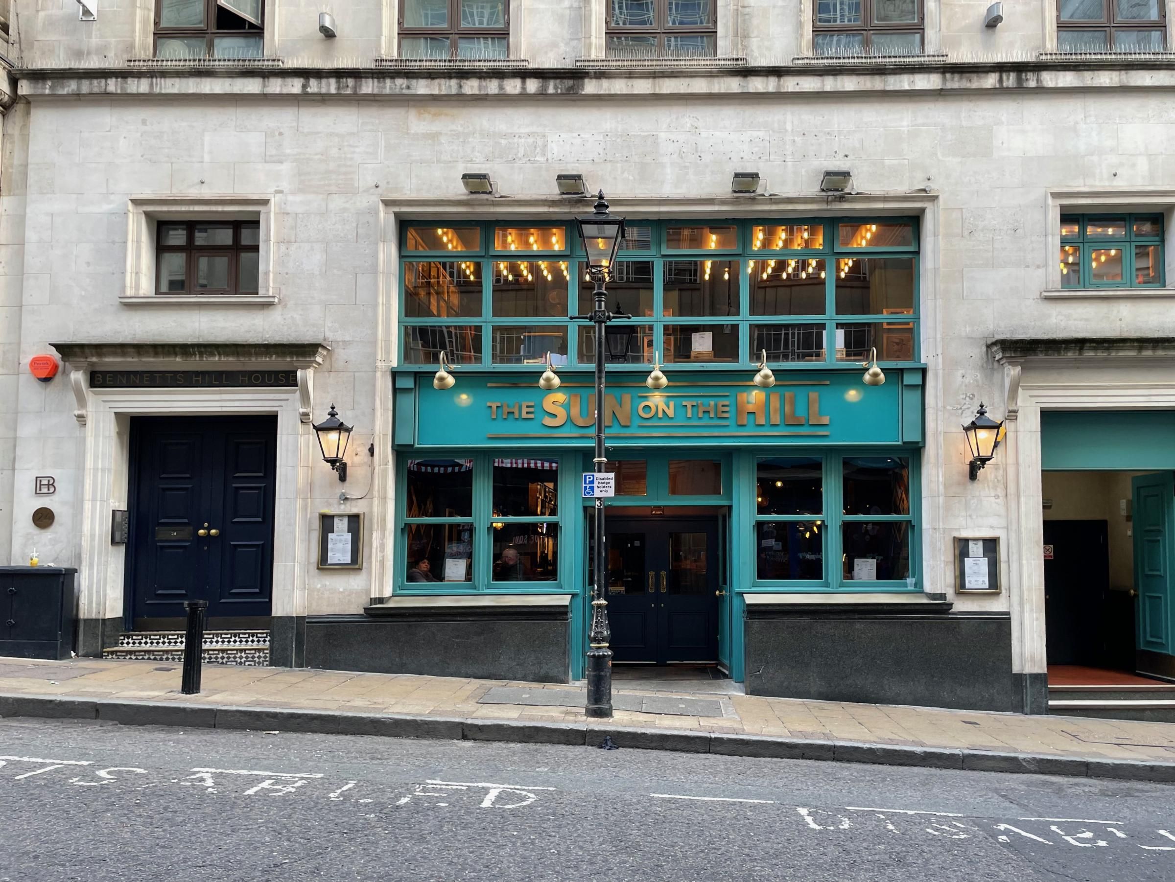 Charming bar venue "The Sun on the Hill" for intimate gatherings and networking events.