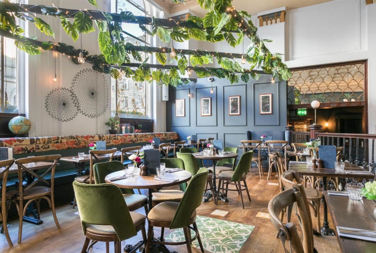 Stylish restaurant interior at The Lost & Found Birmingham for events and gatherings.