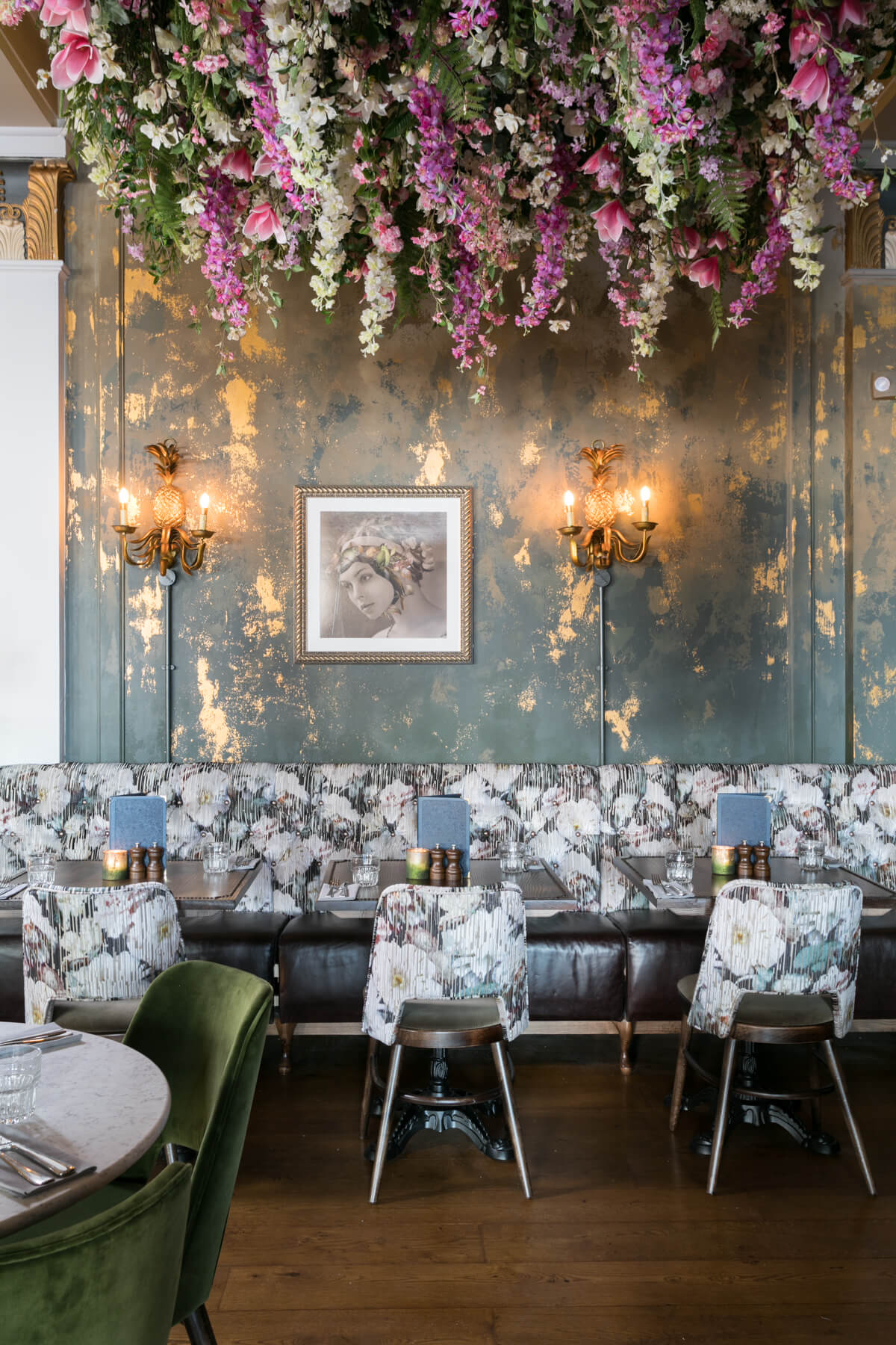 Stylish vintage dining space at The Lost & Found Birmingham, perfect for upscale events.