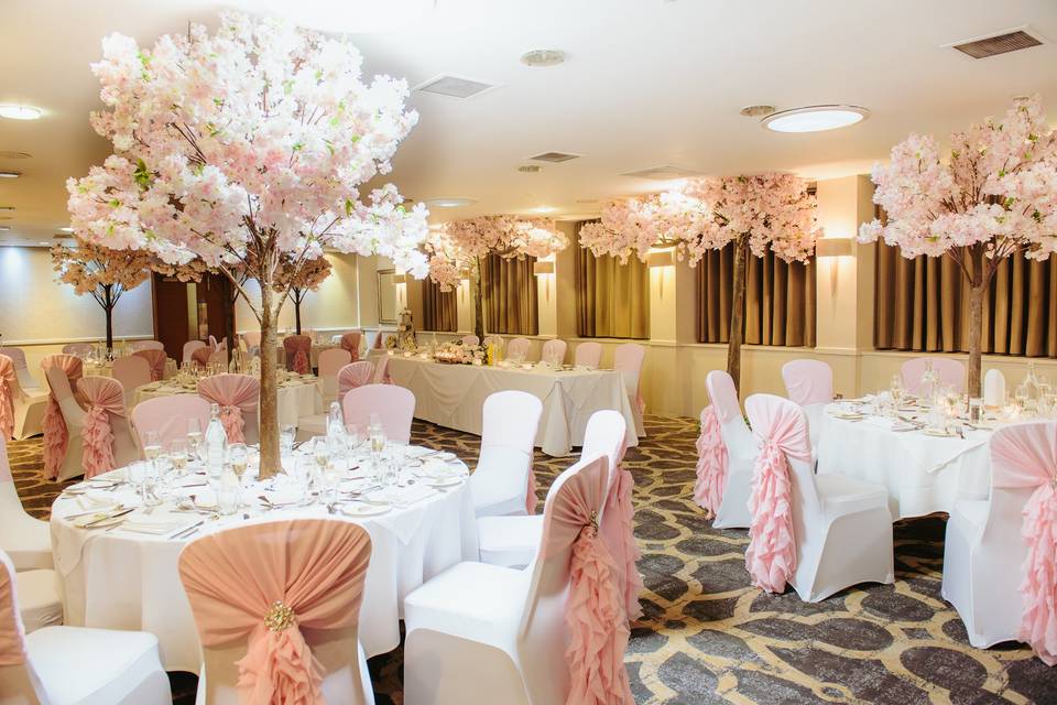 Elegant Barton Room at Lea Marston Hotel, ideal for weddings and upscale events.