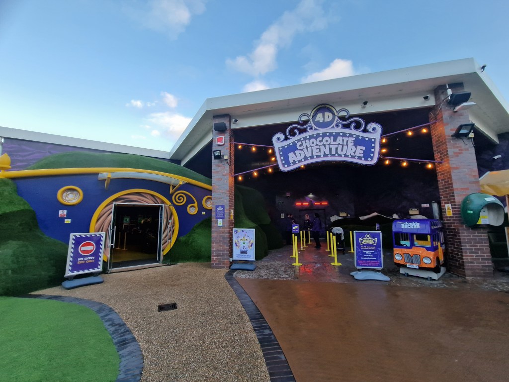 4D Cinema entrance at Cadbury World, vibrant venue for corporate events and team-building.