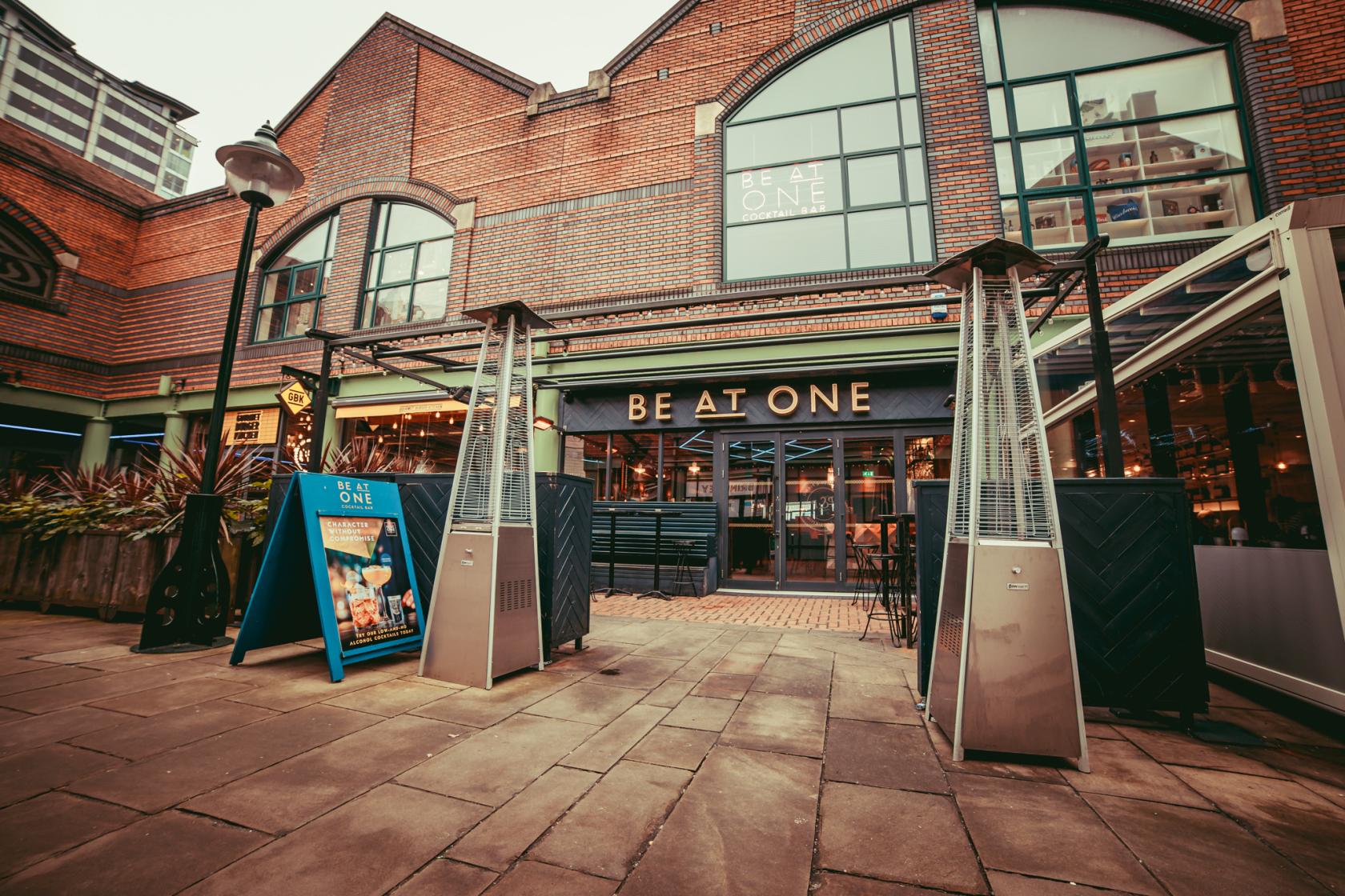 Bar area entrance at The Highbury with outdoor heaters for social events and networking.