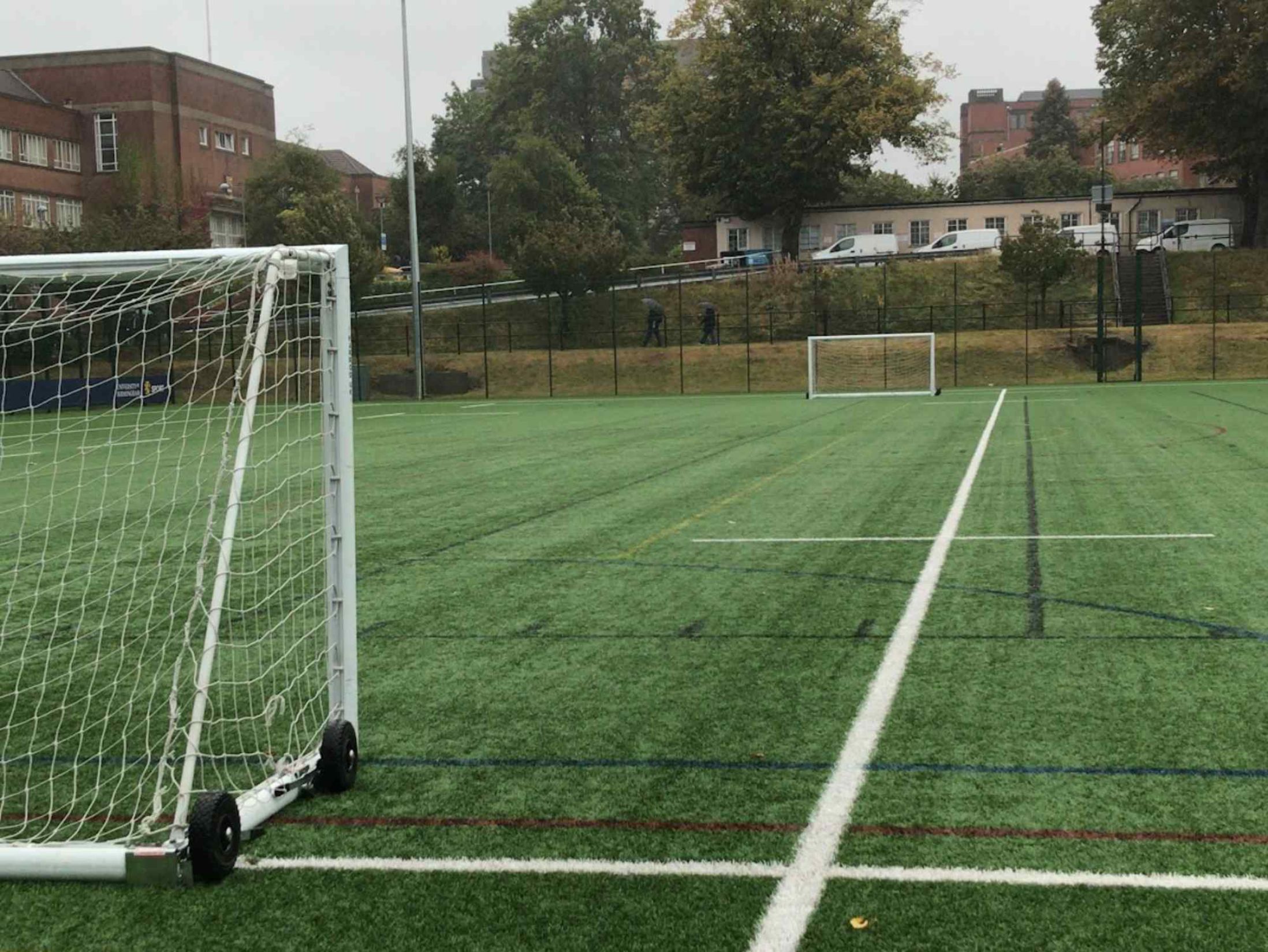 All Weather Pitch at Rowley Campus, artificial turf soccer field for sports events.