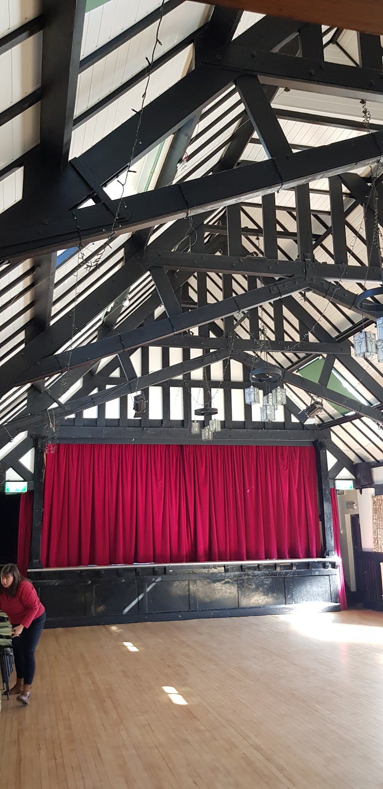 Small Meeting Room in Alvechurch Village Hall with exposed beams, ideal for events and presentations.