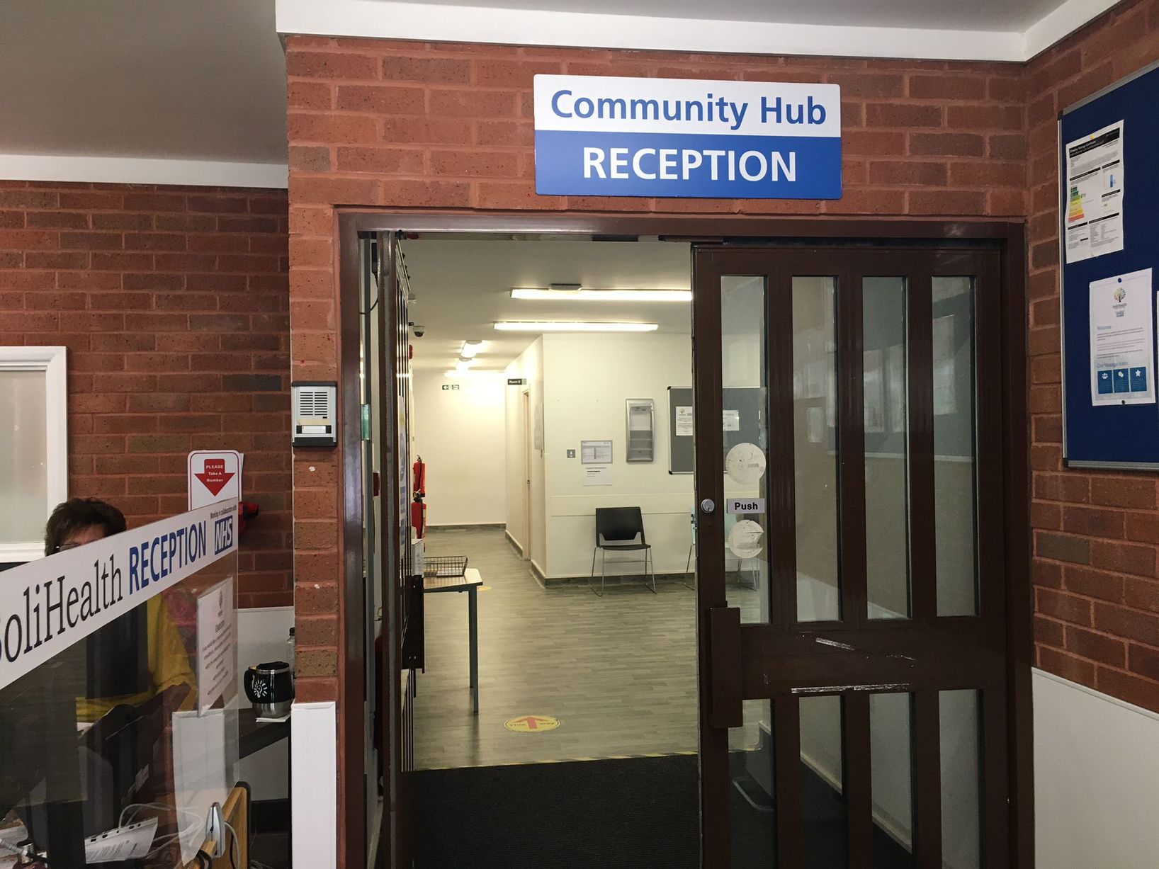 Welcoming reception area at The Hub, ideal for community meetings and events.