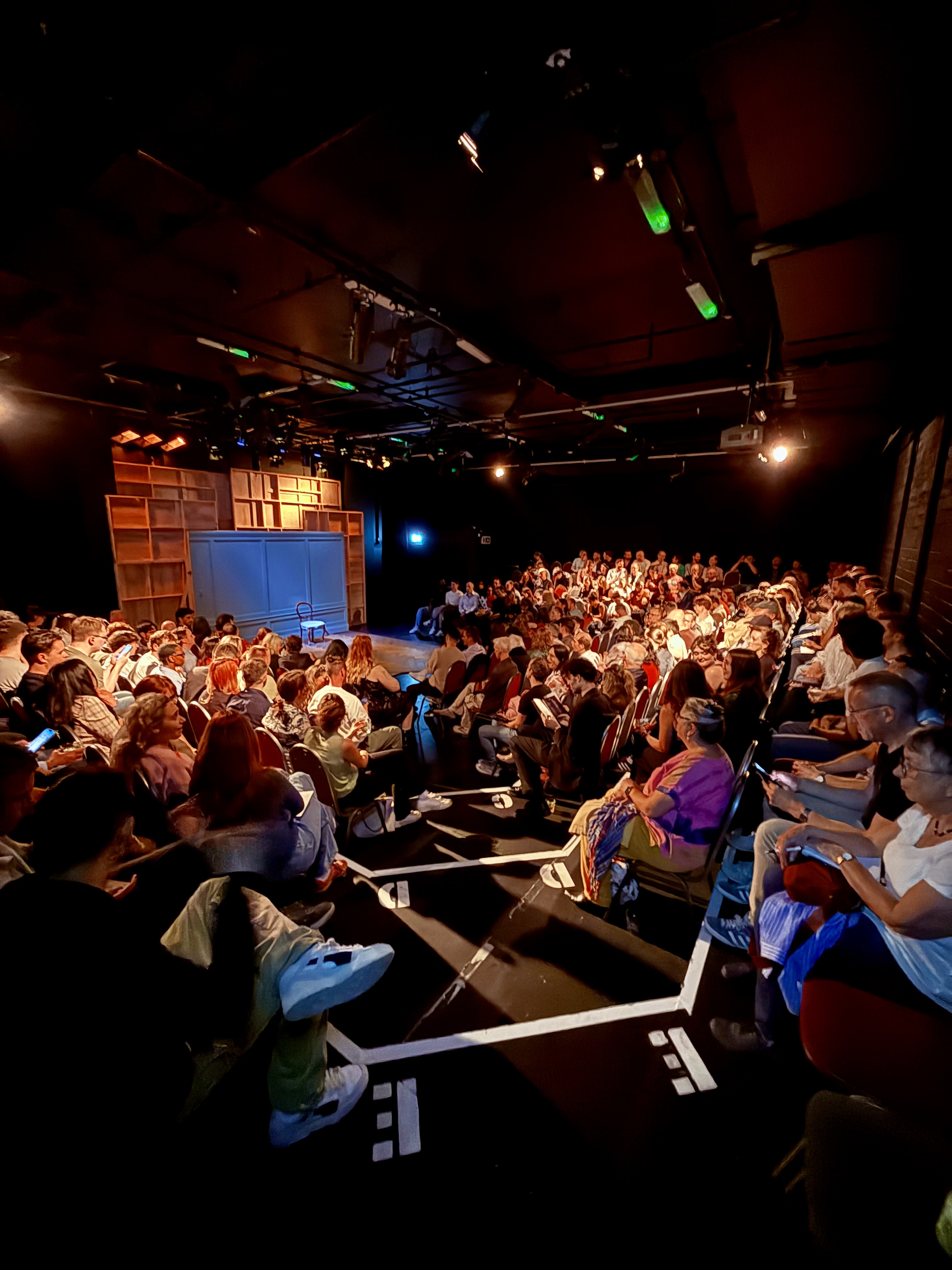 Packed audience in King's Head Theatre, ideal for immersive events and engagement.