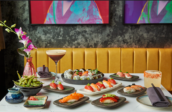 Elegant sushi and cocktails at Malmaison Deansgate for networking events.