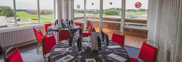 Elegant dining setup at Sedgefield Racecourse for corporate events and banquets.