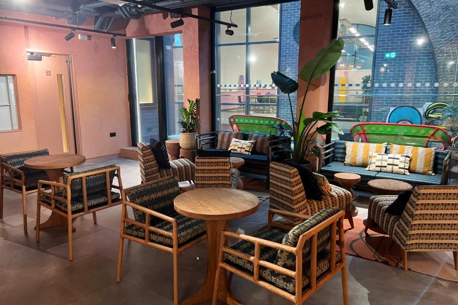 Stylish lounge at The Africa Centre, perfect for networking events and meetings.