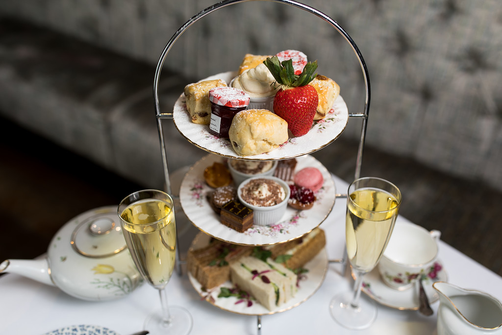 Elegant afternoon tea setup at Gastro Pub, Tudor Barn Eltham, ideal for upscale events.