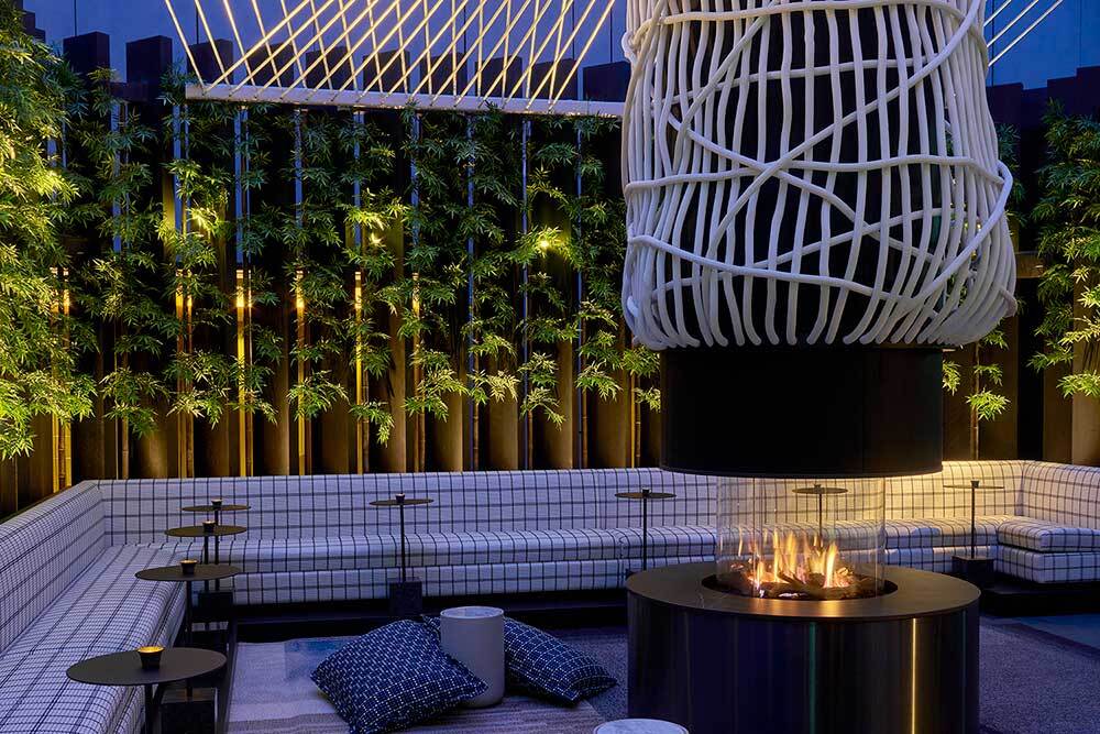 Stylish outdoor lounge at Shima Gardens, ideal for intimate gatherings and networking events.