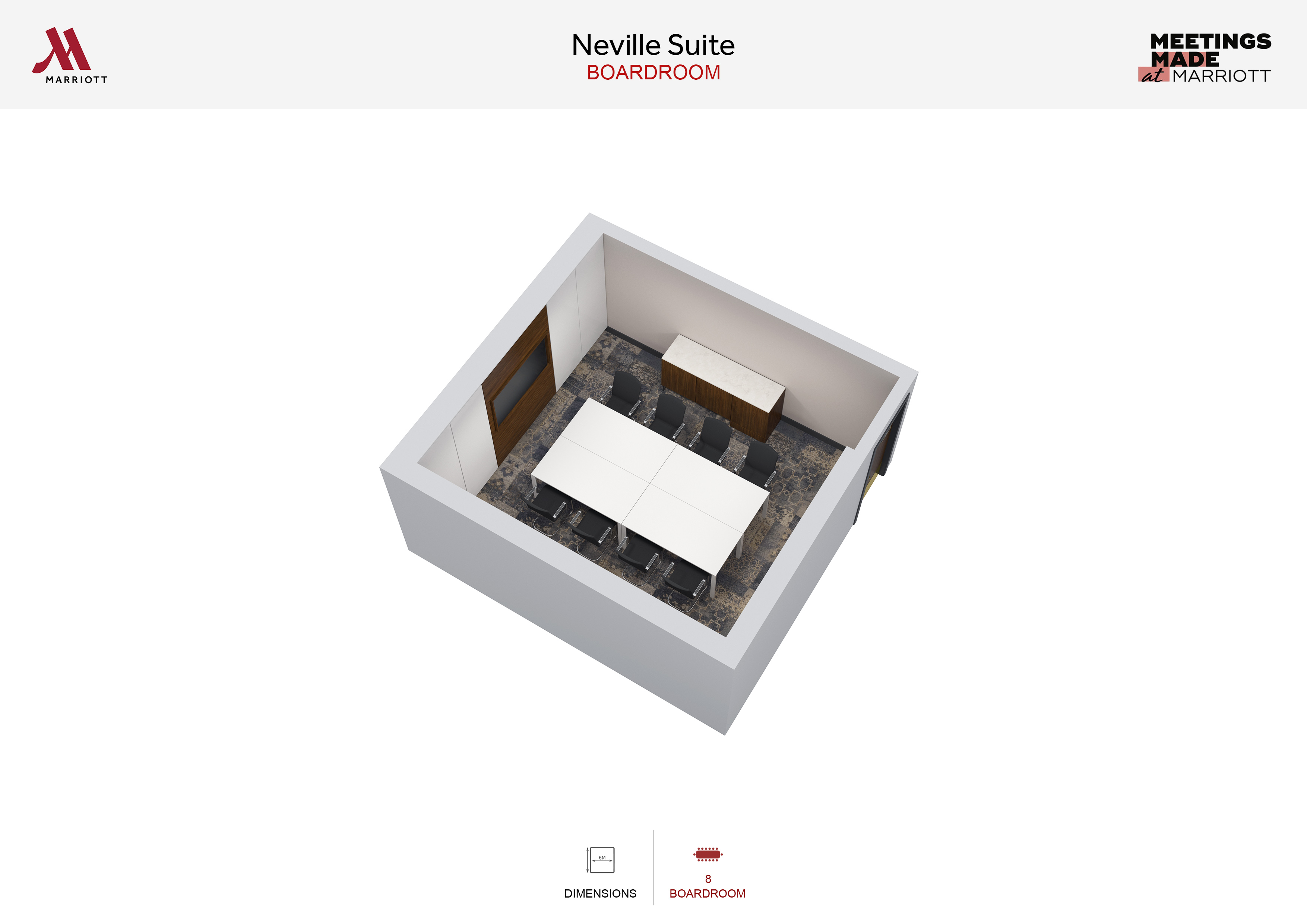 Boardroom setup at Cardiff Marriott hotel, ideal for corporate meetings and presentations.