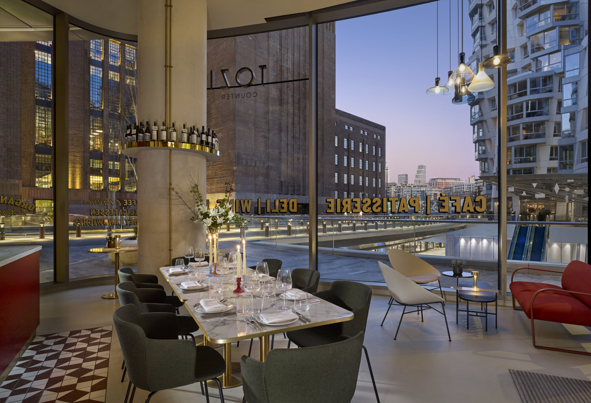 Tozi Counter at art'otel London: modern event space with urban views for upscale gatherings.