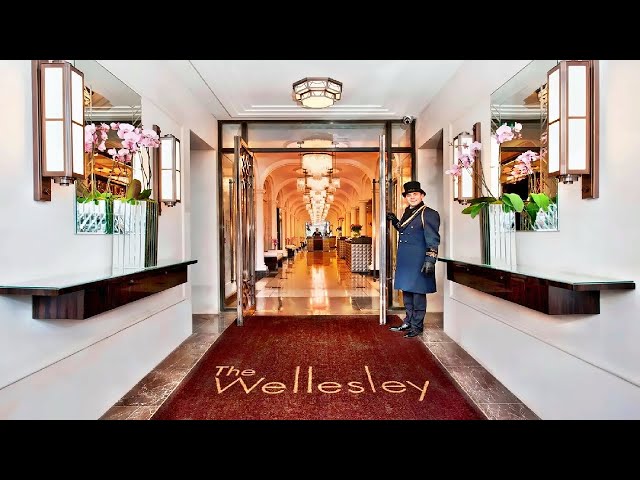 Oval Restaurant entrance at The Wellesley, London; luxury venue for corporate events.