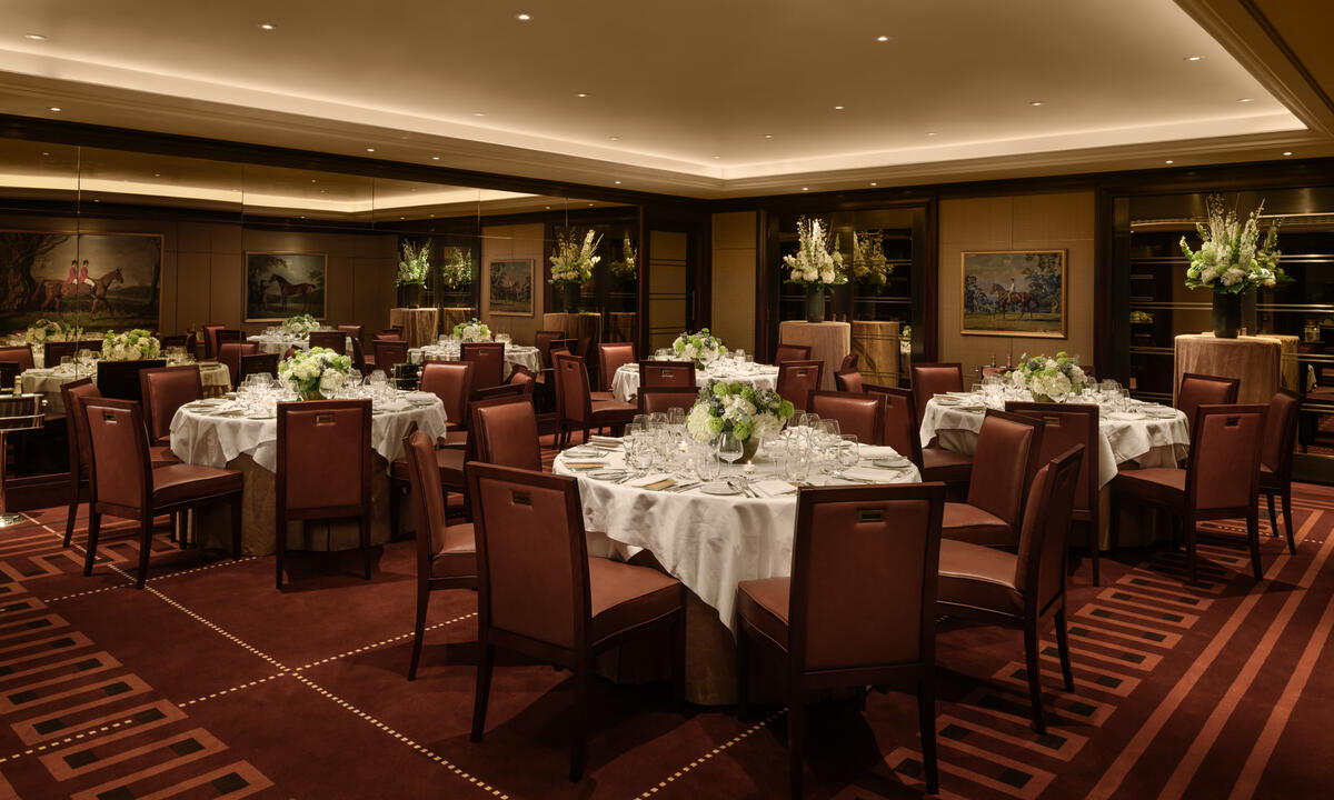 Elegant Sargent Room banquet setup with floral centerpieces for upscale events.