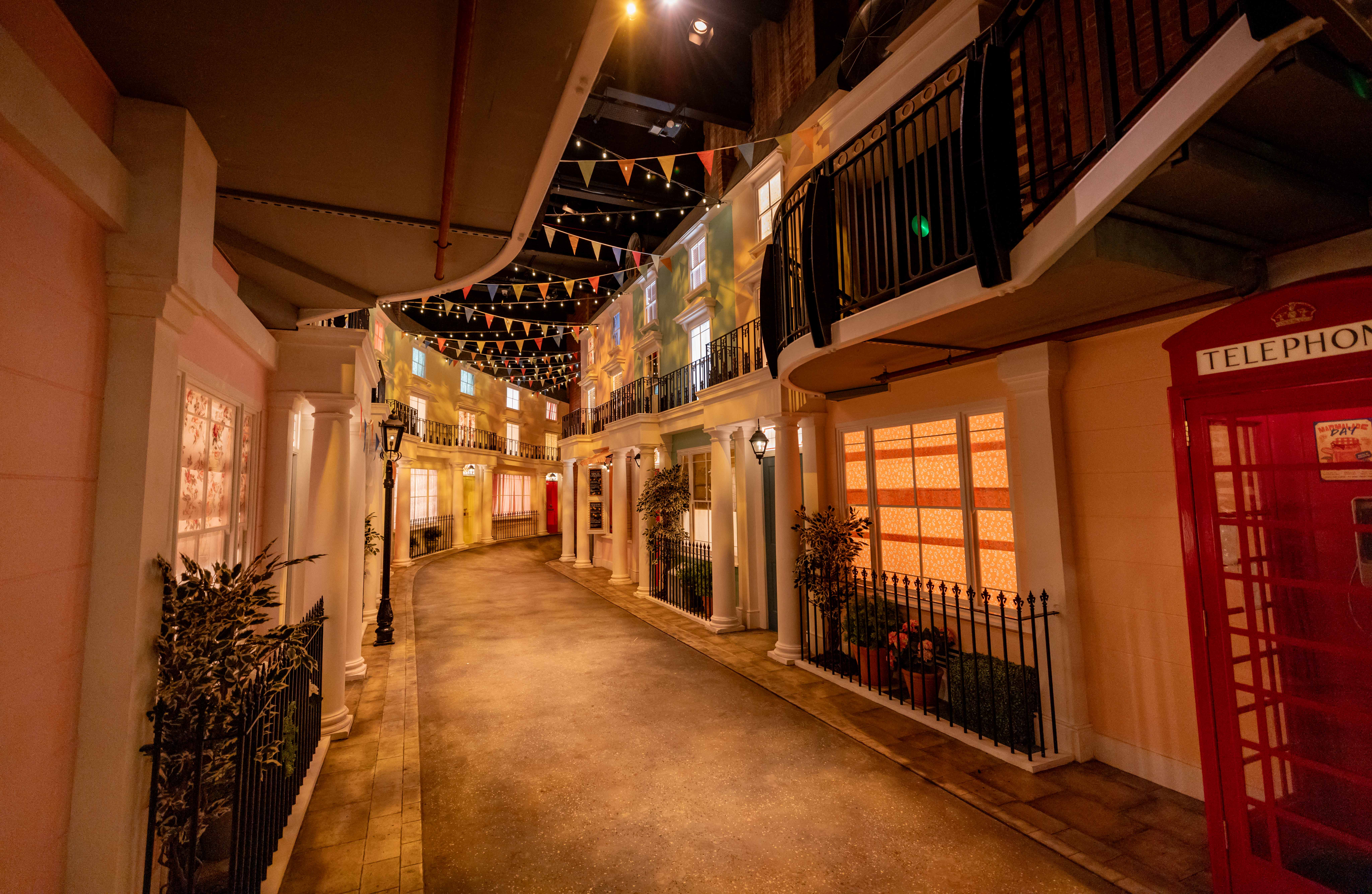 Charming themed street setting for immersive events at Paddington Bear Experience.