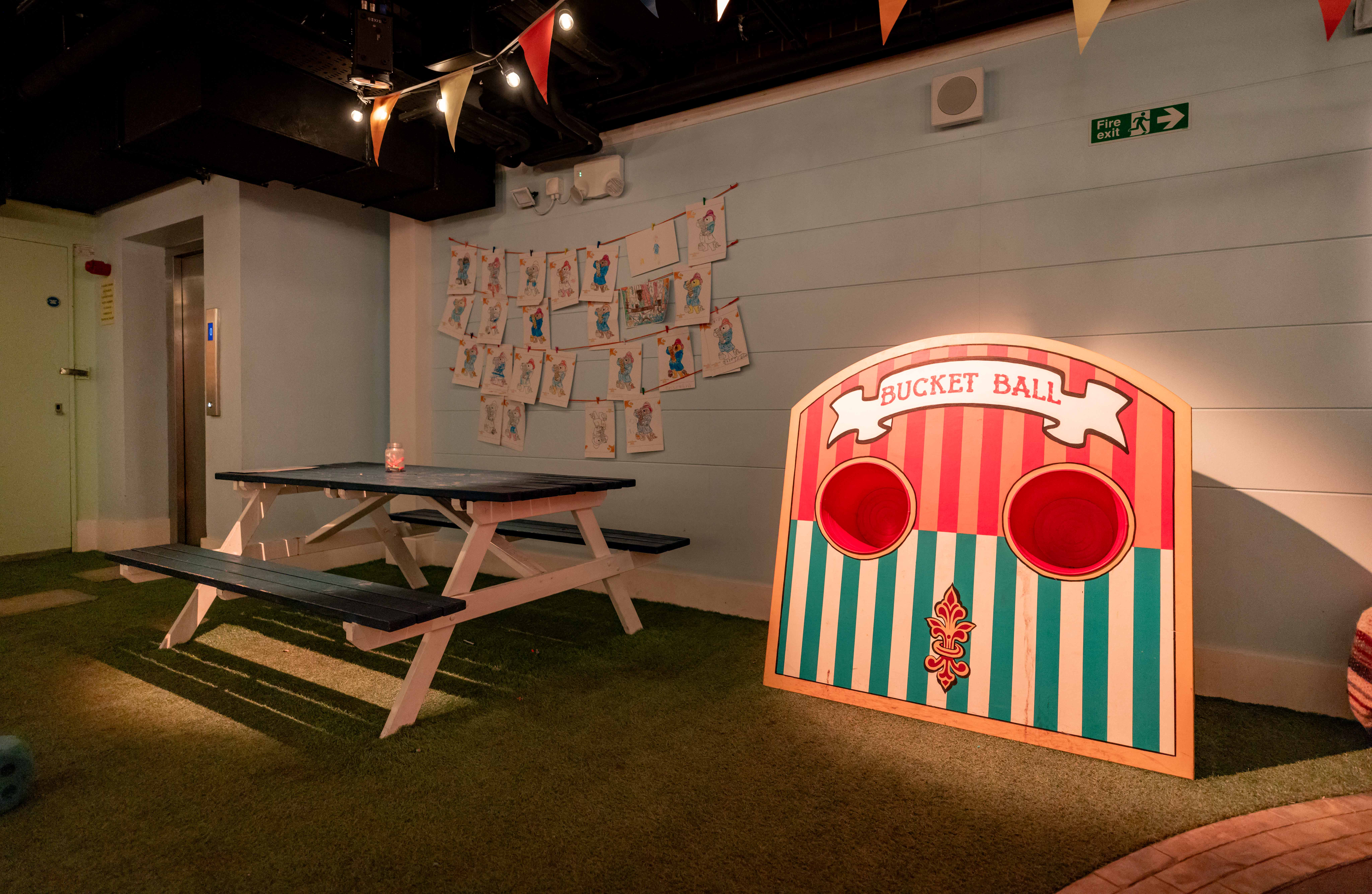 Windsor Gardens at The Paddington Bear Experience with colorful decor for team-building events.