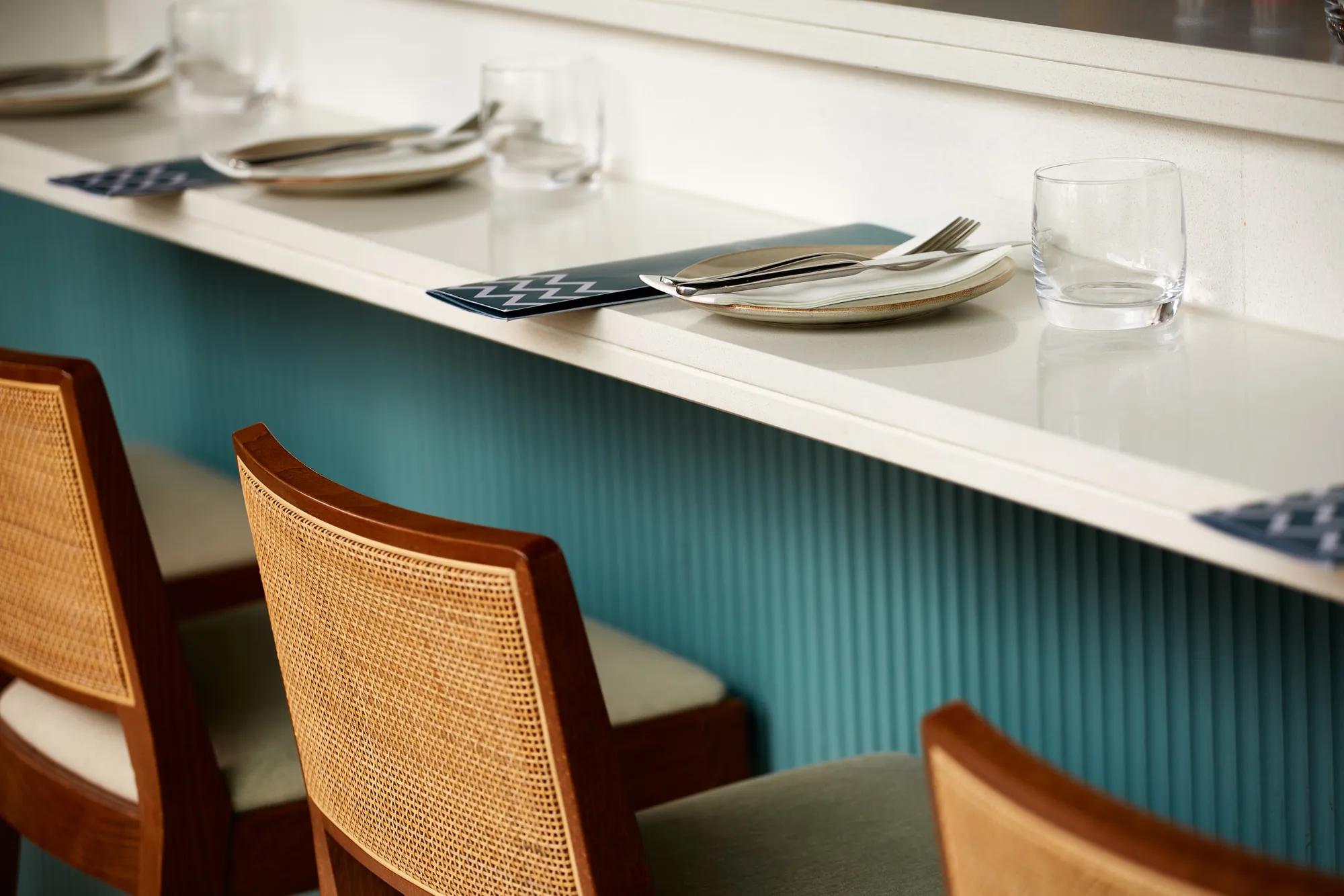 Modern dining setup at La Gamba bar, ideal for networking events and intimate gatherings.