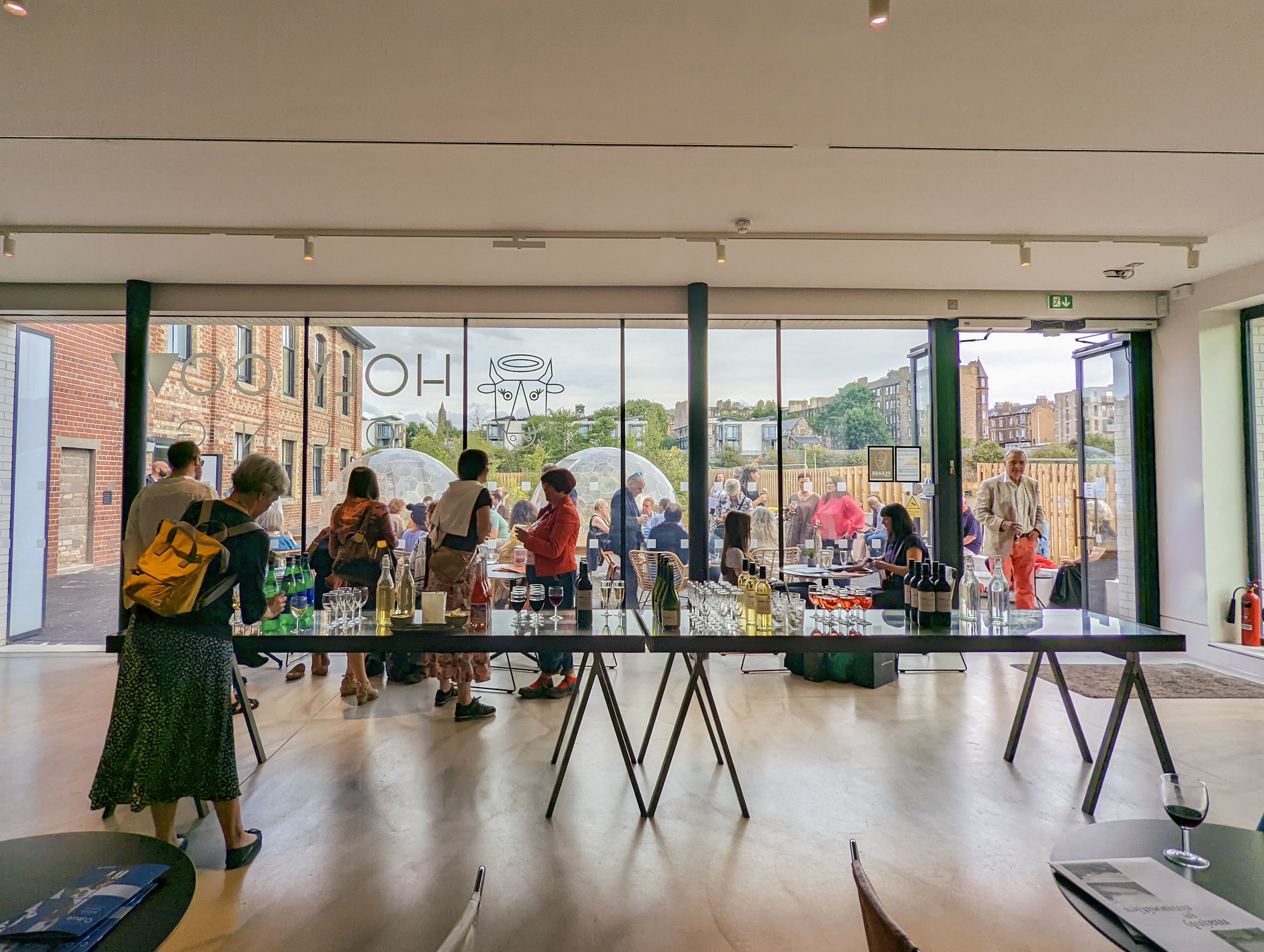 Café and Courtyard at Edinburgh Printmakers, modern event space for product launches.