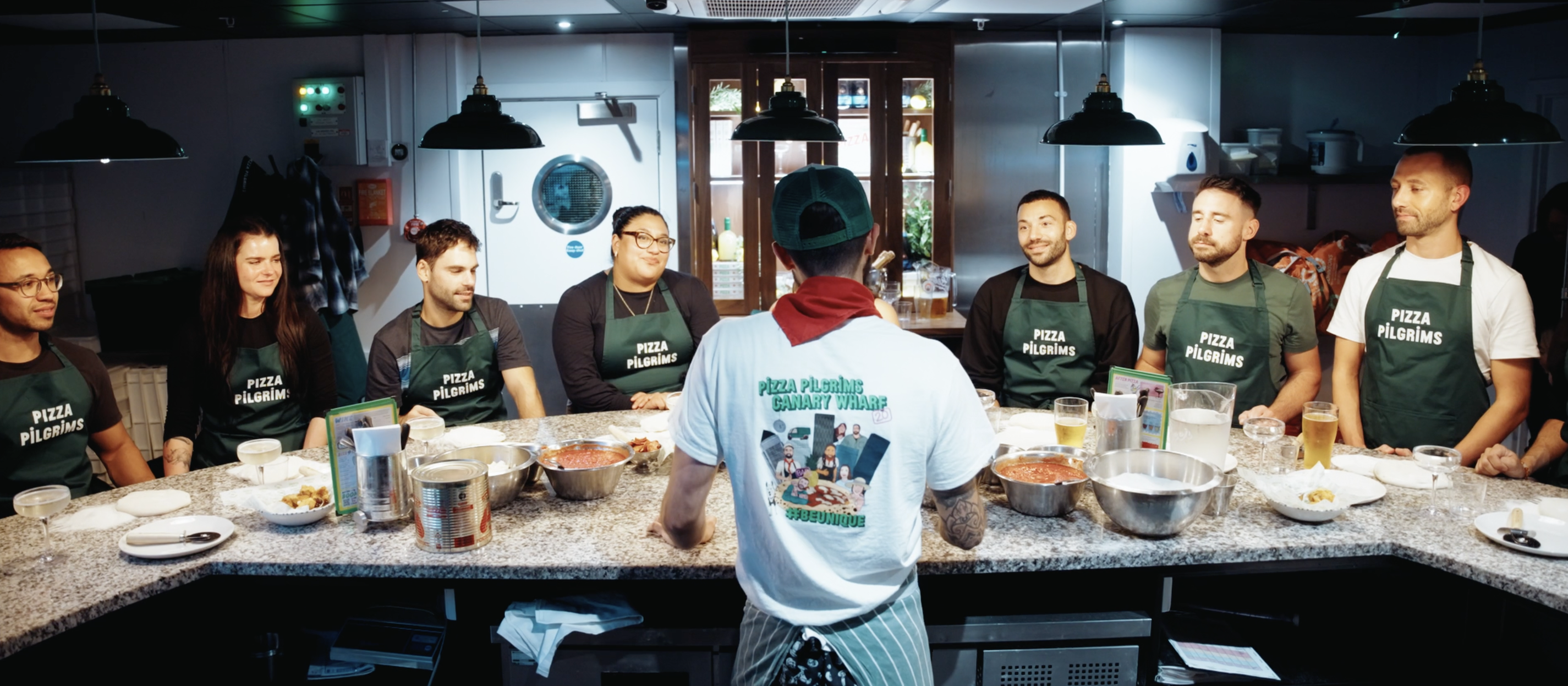 Team-building pizza making event at Pizza Pilgrims with a professional chef.