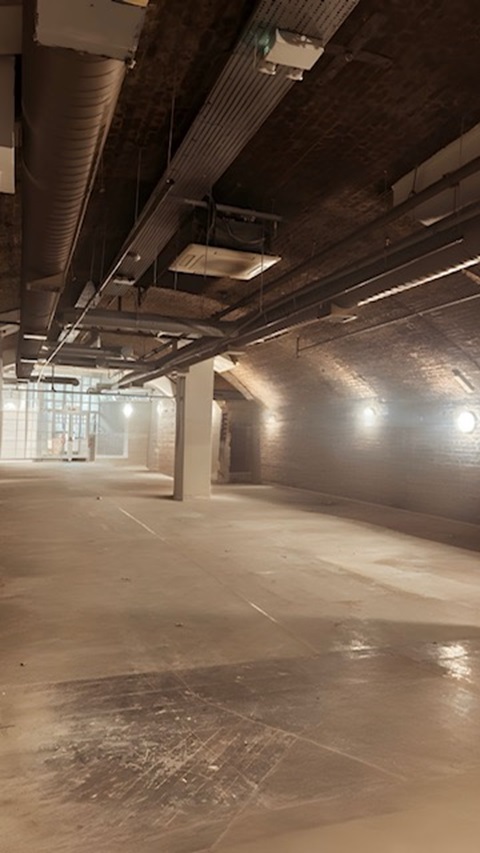 Spacious unfinished venue with exposed brick for events at One America Square.