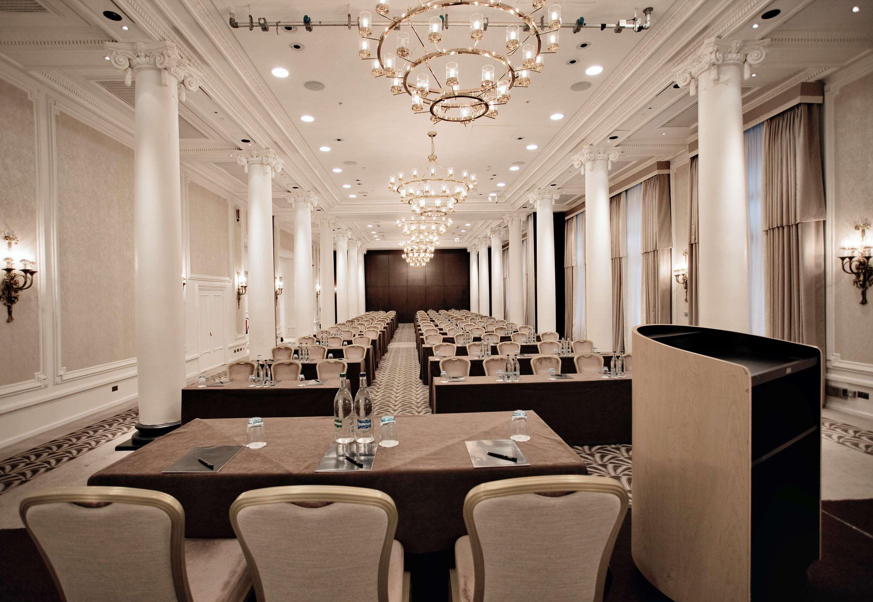 Sophisticated conference room at The Waldorf Hilton, ideal for corporate meetings and events.
