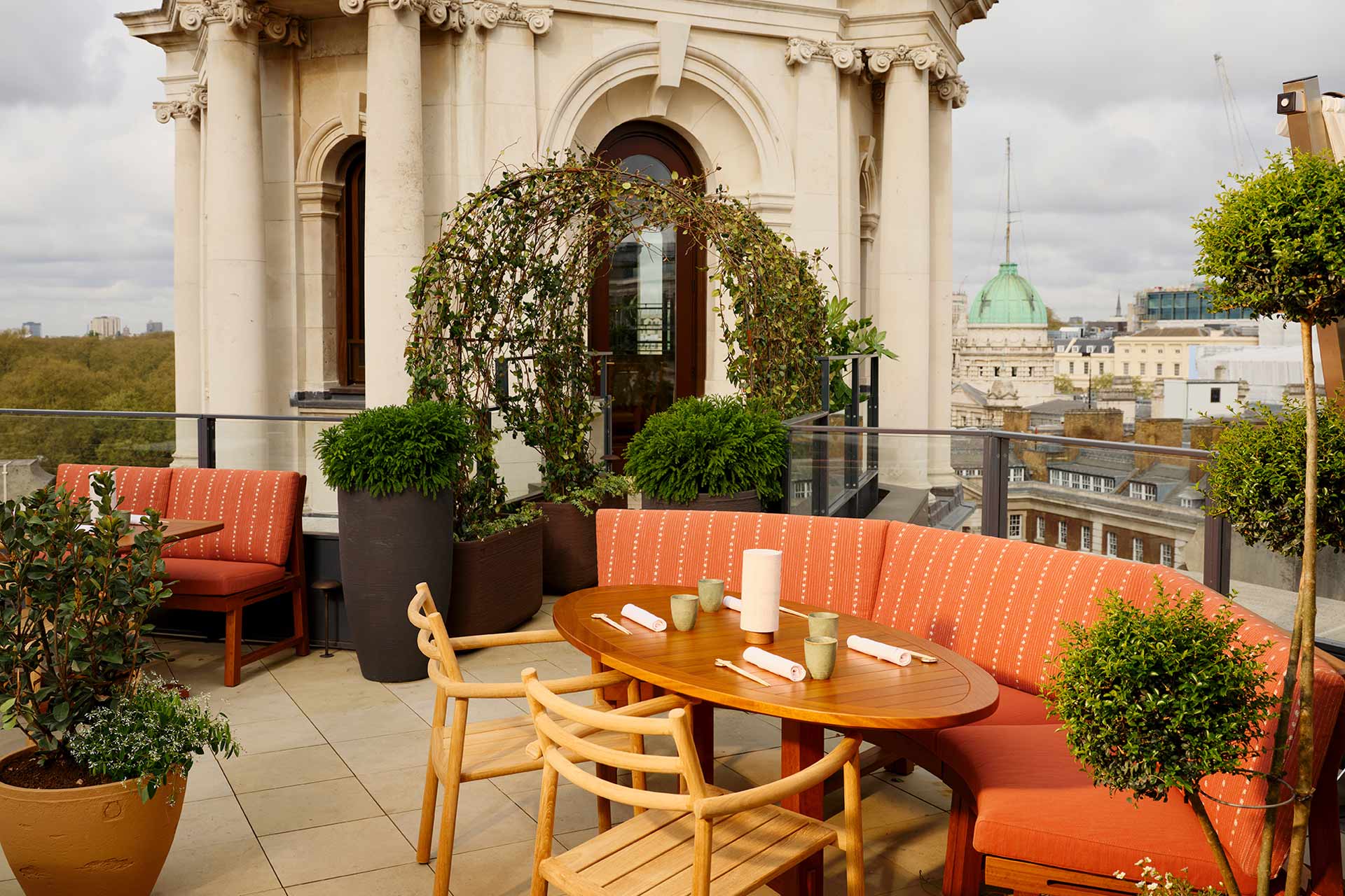 Stylish rooftop terrace at The Turret in Kioku, ideal for cocktail receptions and gatherings.