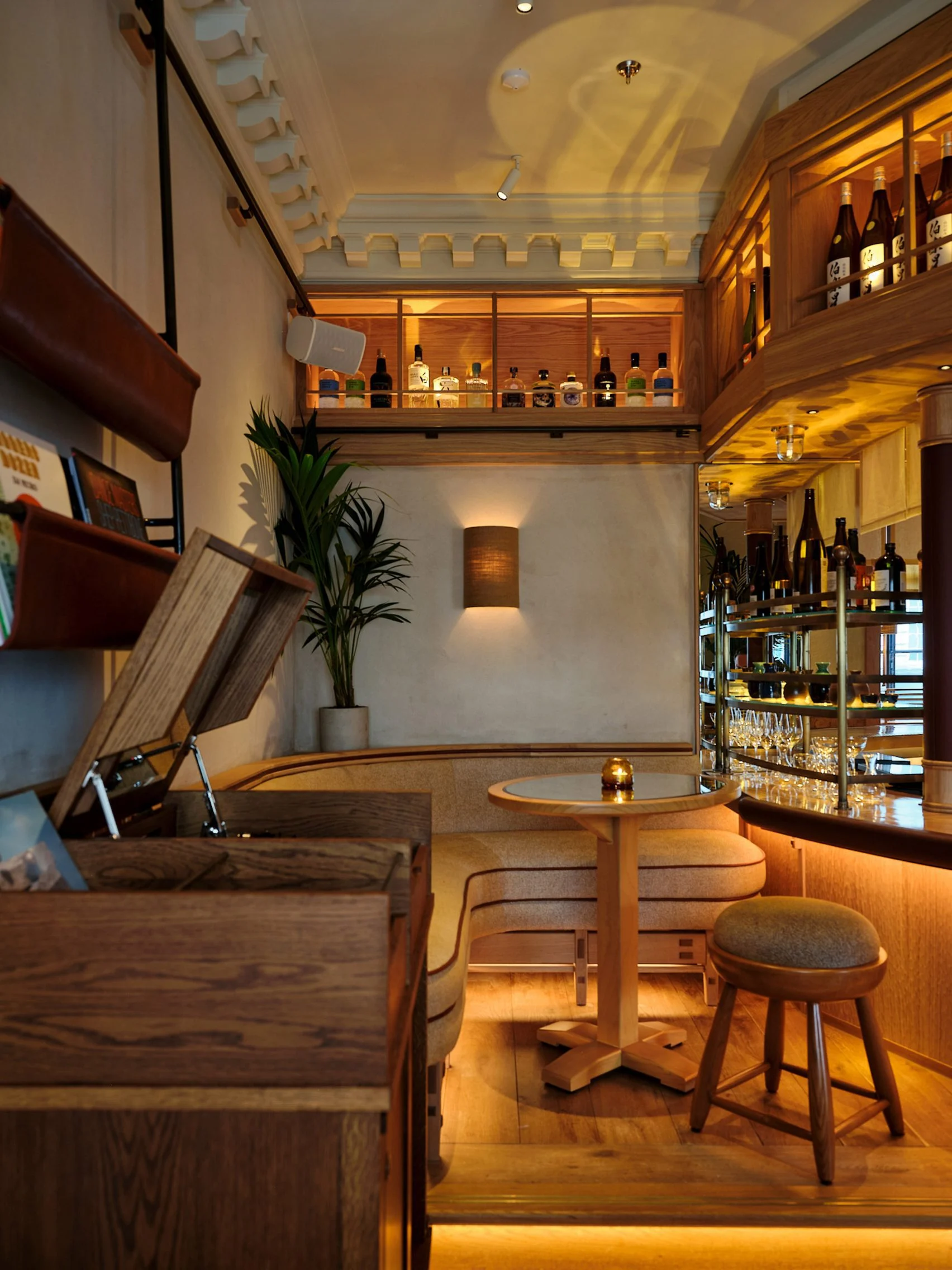 "Stylish Kioku Bar venue with warm lighting for networking events and meetings."