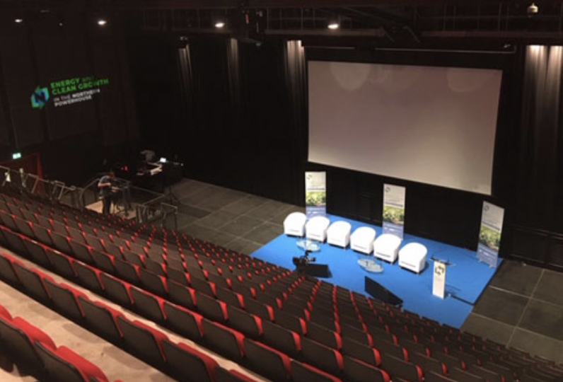 Main Auditorium at Connexin Live, Hull, set for a panel discussion event.