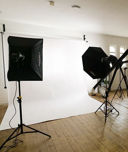 Studio Hire at Fittheframee Studios with softbox lights for events and photography.
