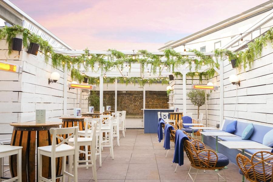 Stylish outdoor event space at Casamigos Terrace, ideal for gatherings and networking.