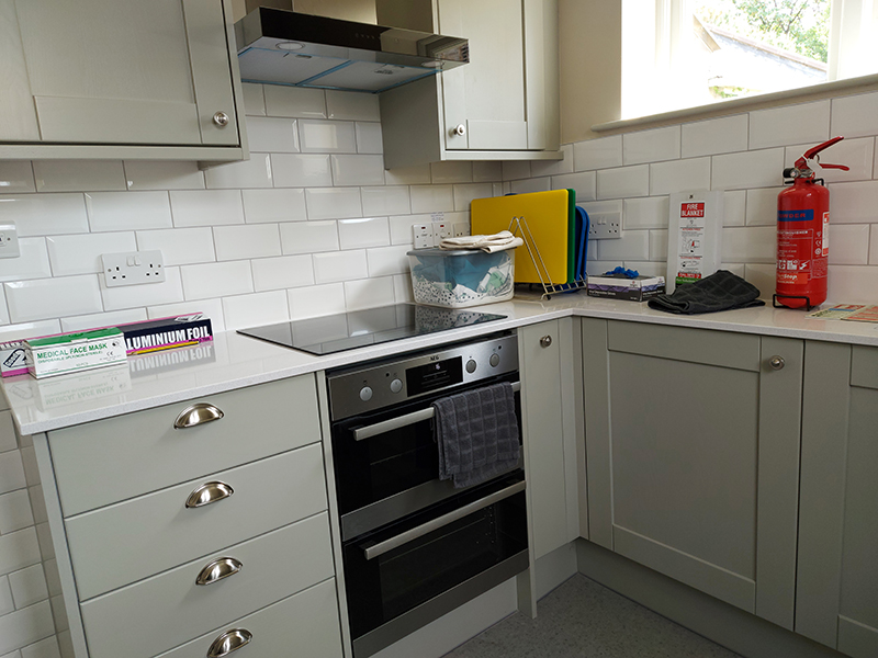 Modern kitchen at de Lacy Centre, Bradford Cathedral for event catering and food preparation.