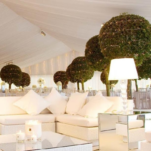 Elegant Grand Marquee lounge with plush seating, ideal for weddings and upscale events.