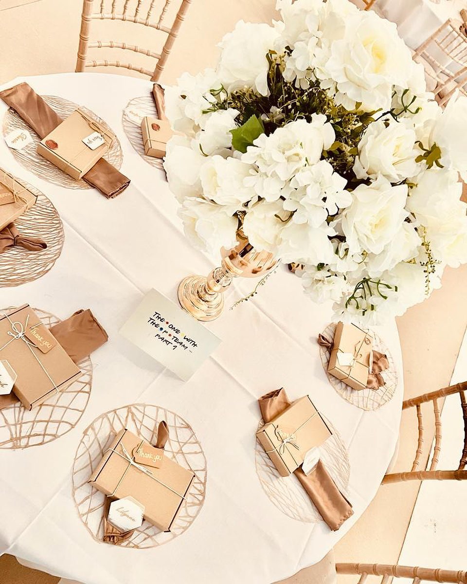 Elegant table setting with white flowers for weddings and upscale events.