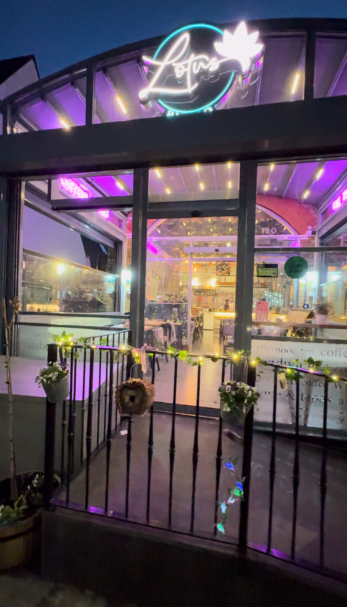 Cozy Lotus Bistro with inviting lighting, ideal for intimate gatherings and events.