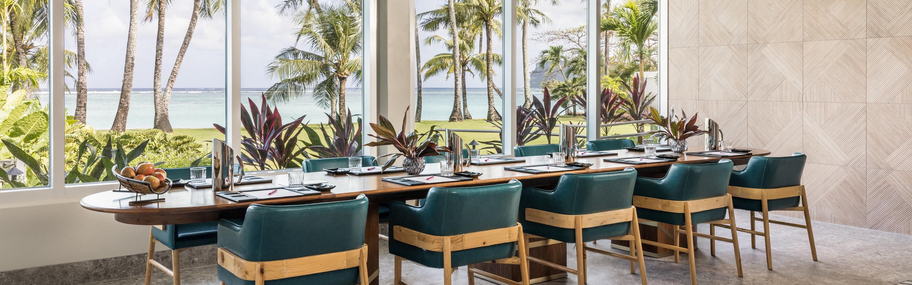 Banquet Hall at Crowne Plaza Guam with ocean view, ideal for corporate retreats and gatherings.