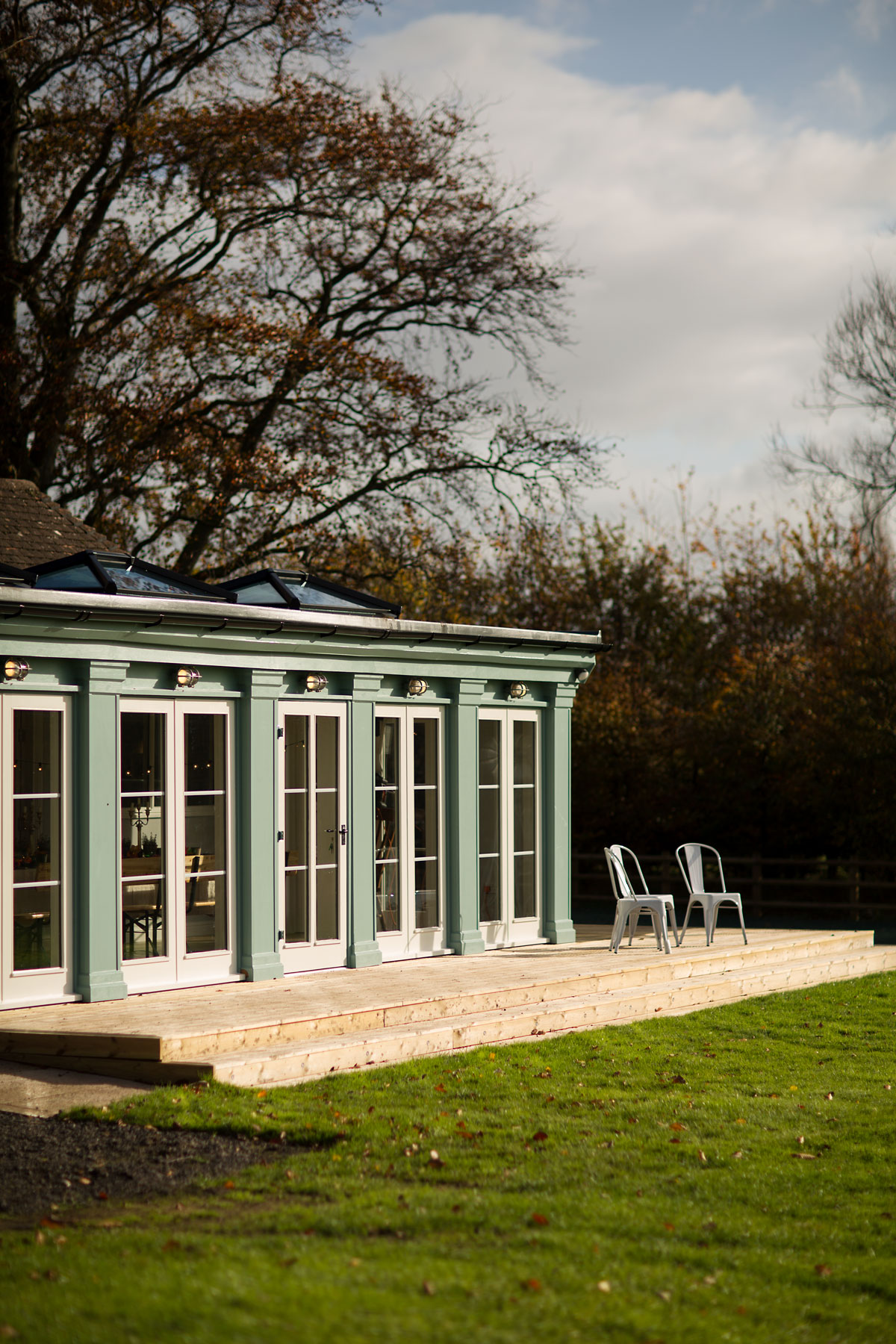 Hawarden Castle Pavilion with glass extension, ideal for events and meetings.
