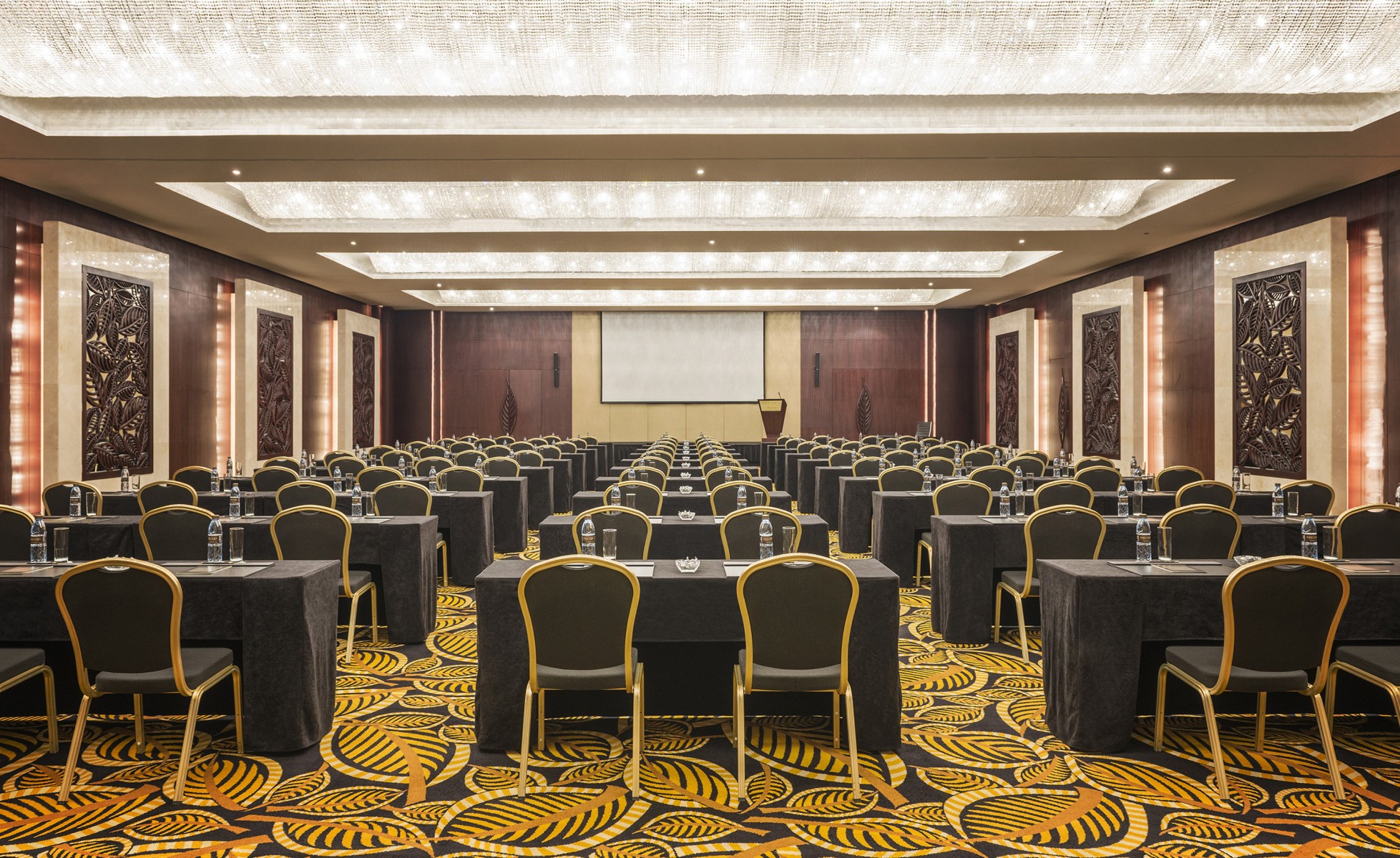 Grand Ballroom at Sofitel Dubai: elegant conference setup for corporate events and workshops.