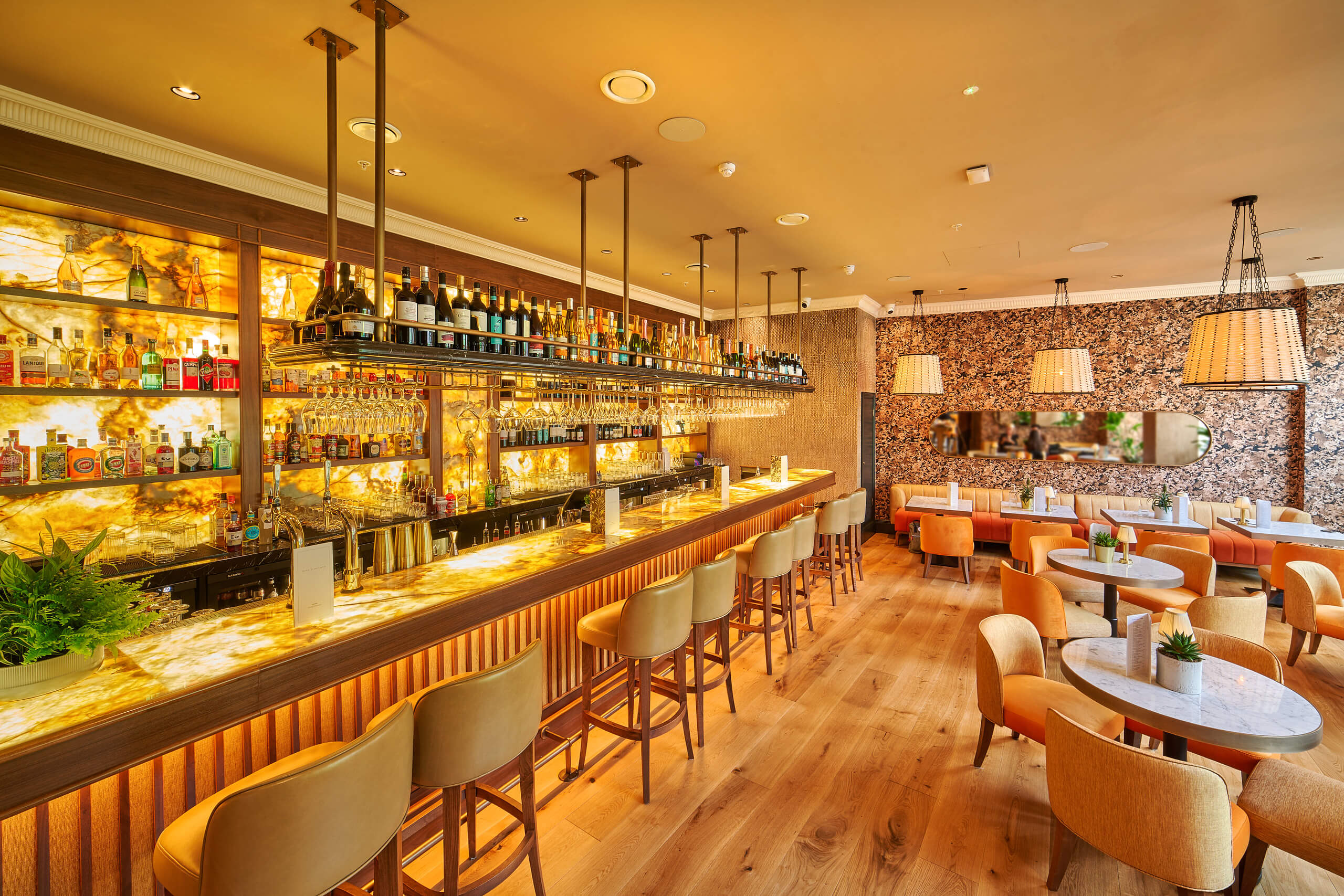 Stylish bar in Gino D'Acampo Leeds, ideal for networking events and cocktail receptions.