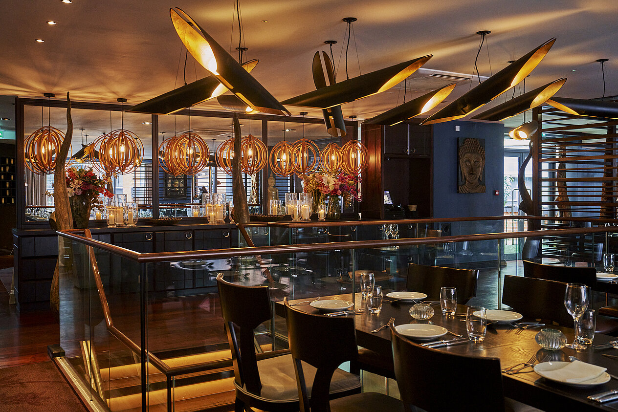 Private dining room in Chaophraya Leeds, ideal for corporate dinners and upscale events.