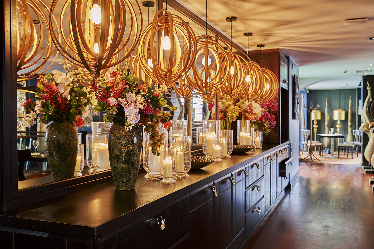 Private dining space in Chaophraya Leeds with elegant lighting for upscale events.