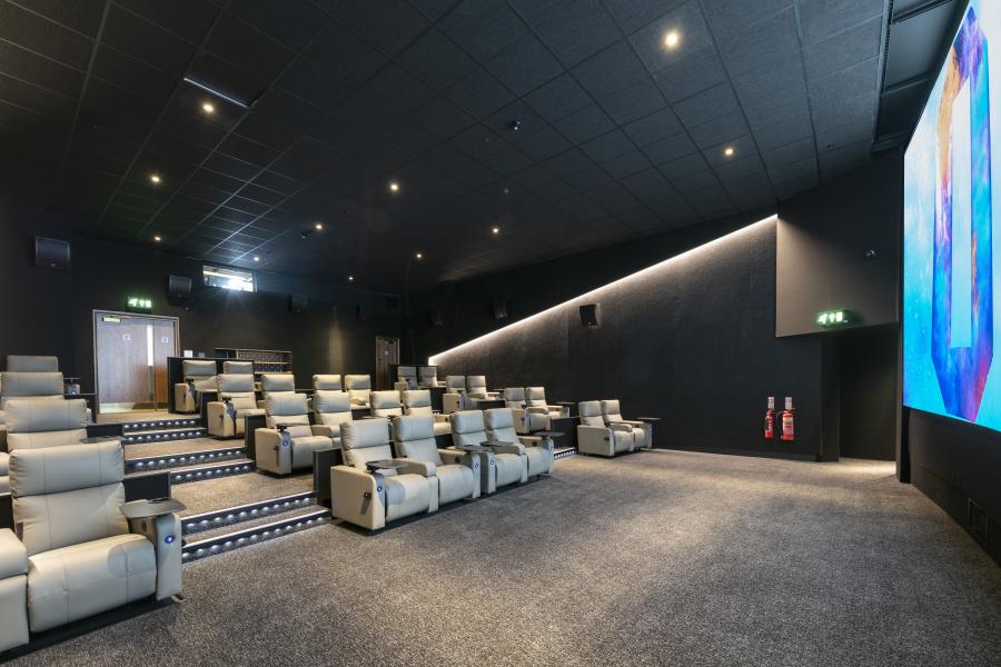 Modern ODEON LUXE Swiss Cottage cinema with plush seating for corporate events and screenings.