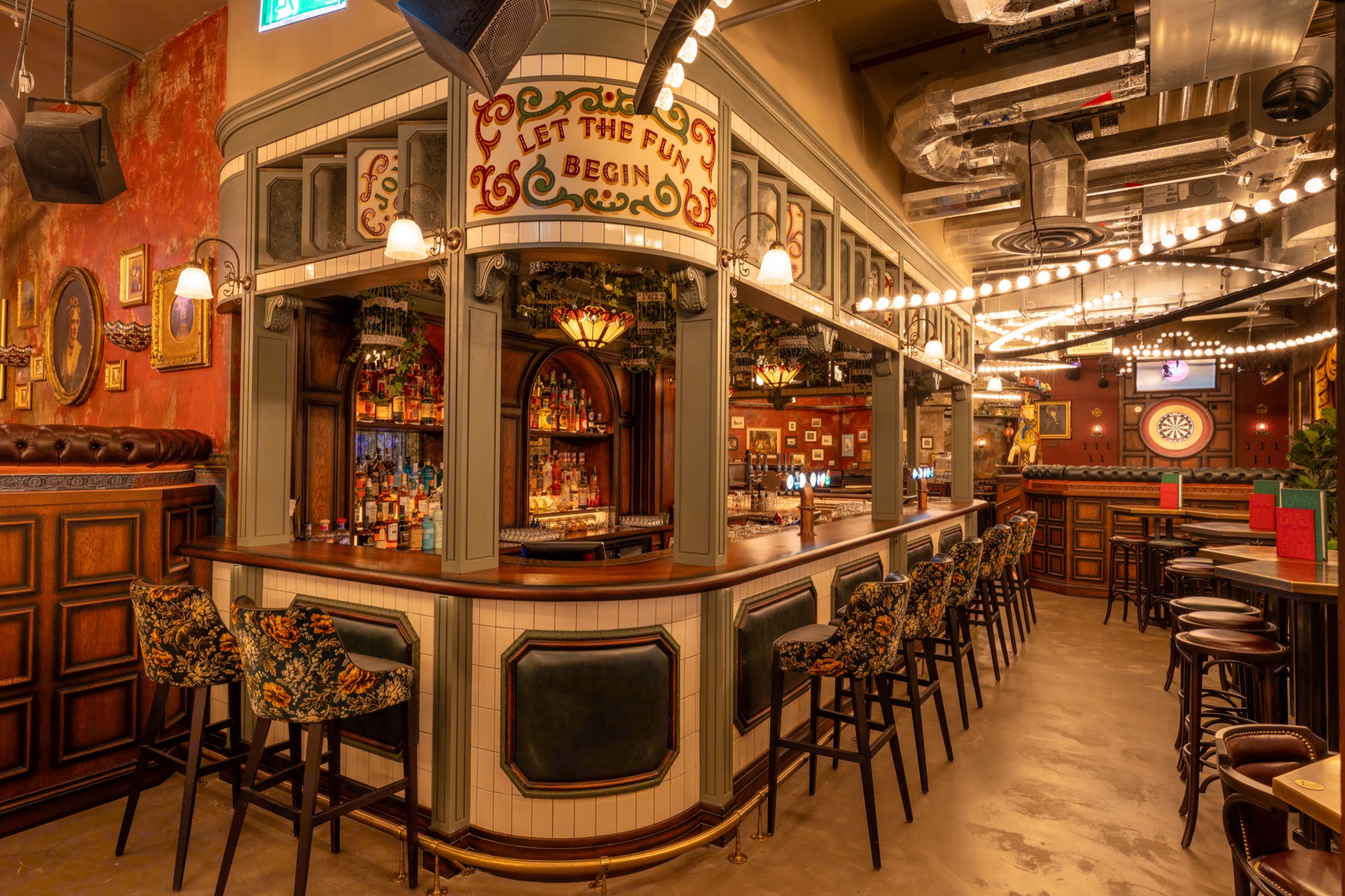 Vibrant bar in Flight Club Edinburgh, ideal for networking events and social gatherings.