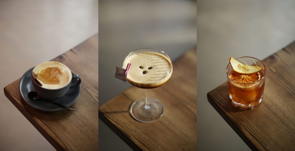 Cocktail bar with elegant drinks for events and receptions at Switch CoffeeBar.