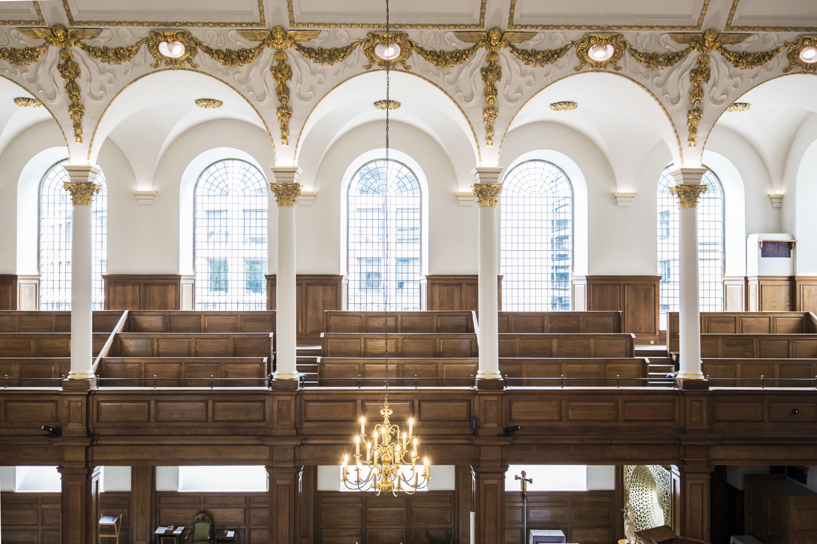 Elegant Church venue in Holborn with arched windows, perfect for conferences and events.