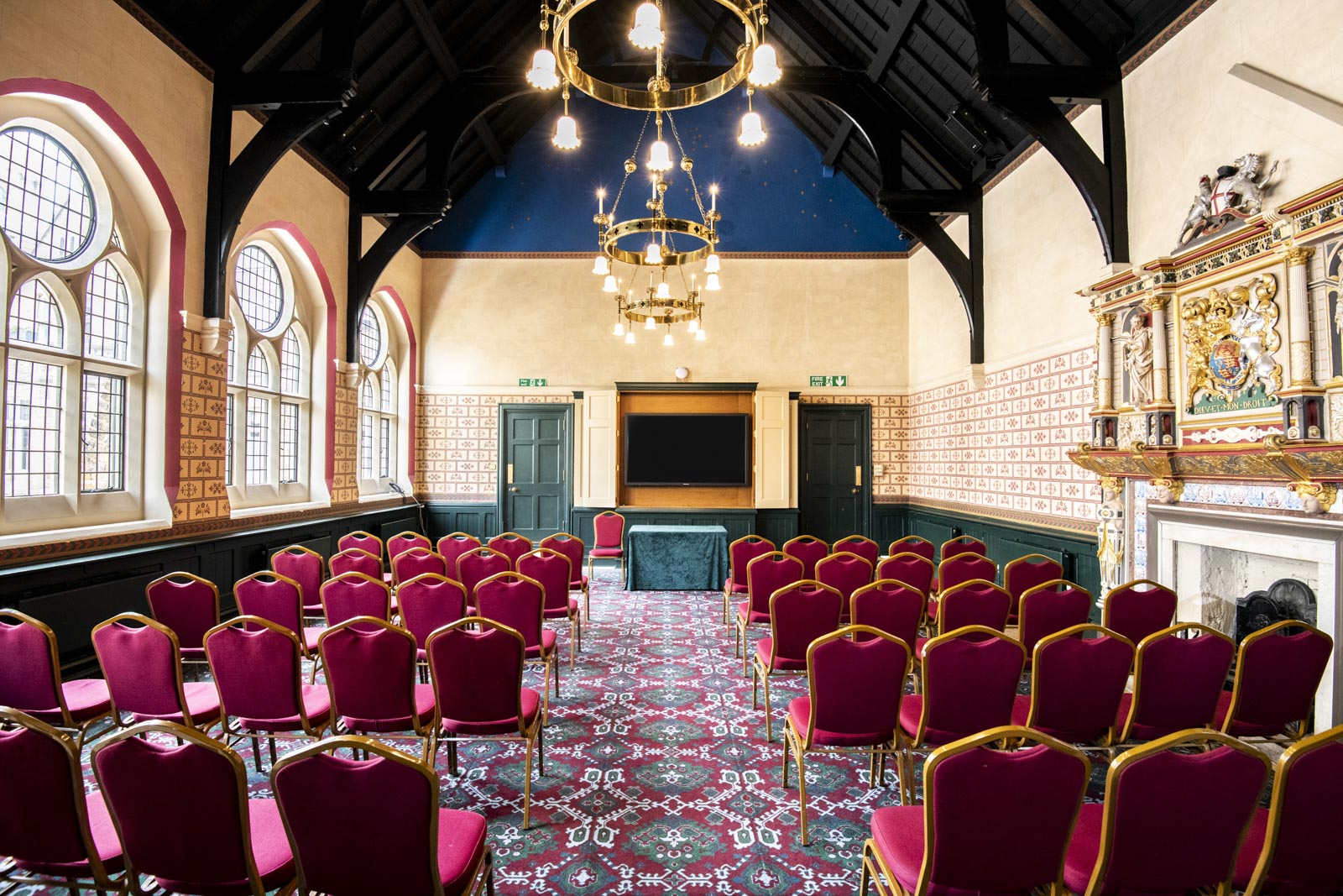 Elegant courtroom in Holborn Venues, perfect for corporate meetings and social events.