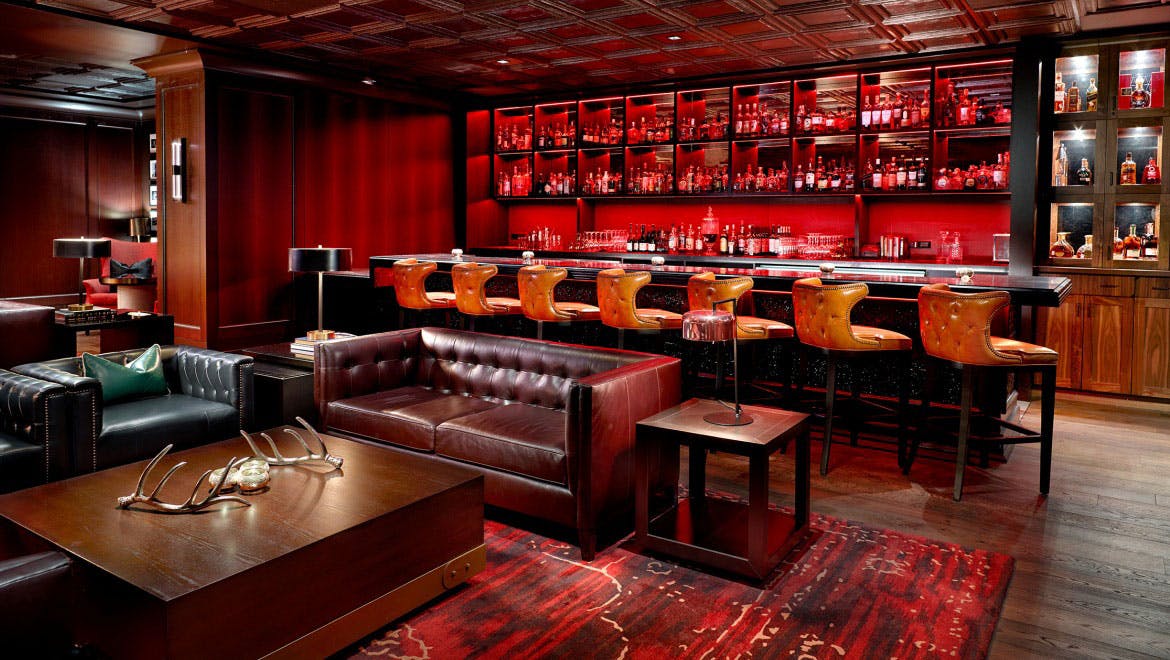 Stylish Constellation Ballroom bar at Omni Houston Hotel for networking events and receptions.