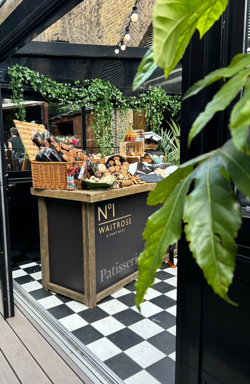 Patisserie display at Whole Venue, 83 Rivington St for events and networking.