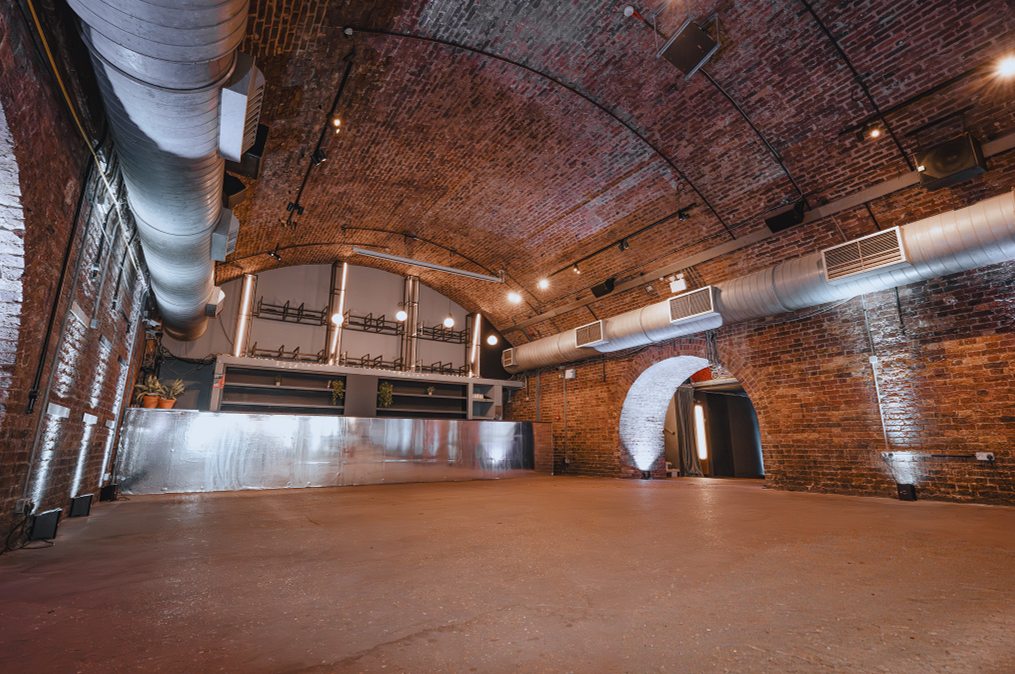 Industrial venue, exposed brick, corporate event, product launch