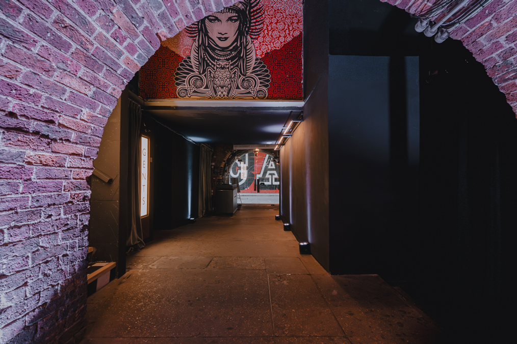 Urban venue, brickwork, brand launch, music event